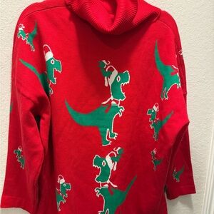 Lillusory Womans Red Dinosaur Holiday Sweater Size Large
